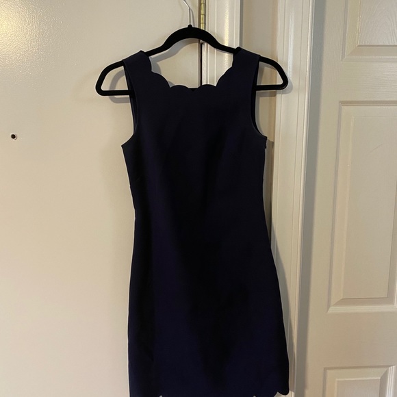 J Crew Navy Scalloped Dress - Picture 2 of 8